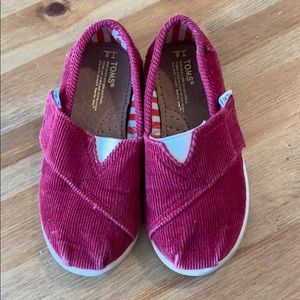 Corduroy Cranberry red Toms - toddler 8